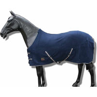 Produktbild von AMKA Fleece-Pferdedecke als Abschwitzdecke und Transportdecke mit Kreuzgurten in Blau