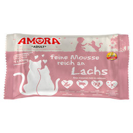 Produktbild von AMORA Cat feine Mousse mit Lachs für Katzen getreidefrei ohne Zucker 4 x 100 g