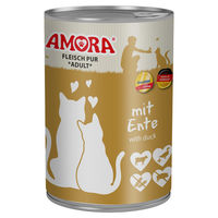 Produktbild von AMORA Cat Fleisch Pur Ente und Rind Stückchen in Sauce Monoprotein für erwachsene Katzen 6x 400 g - 6 x 400 g