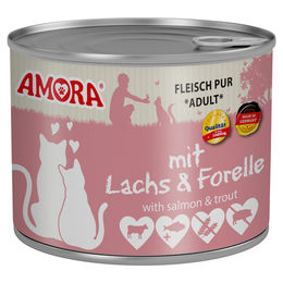 AMORA Cat Fleisch Pur Lachs Forelle & Rind Stückchen in Sauce Adult 6x 200 g - 6 x 200 g – Bild 1 von 2