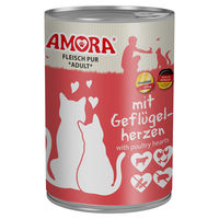 Produktbild von AMORA Cat Fleisch Pur Stückchen in Sauce Geflügel und Rind für erwachsene Katzen 6x 400 g ohne Farb- und Aromastoffe sowie Konservierungsstoffe - 6 x 400 g