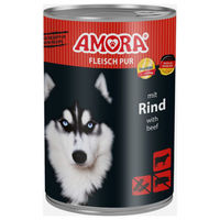 Produktbild von AMORA Fleisch Pur Hund Adult Rind Stückchen in Sauce 6x 400g Monoprotein mit hohem Fleischanteil - 6 x 400 g