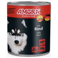 Produktbild von AMORA Fleisch Pur Hundefutter Adult Rind Stückchen in Sauce 6x800g mit hohem Fleischanteil - 6 x 800 g