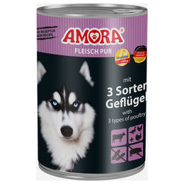 AMORA Fleisch Pur Hundefutter Adult Stückchen in Sauce Geflügel Rind und Ente 6x 400 g - 6 x 400 g – Bild 1 von 2