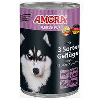 Produktbild von AMORA Fleisch Pur Hundefutter Adult Stückchen in Sauce Geflügel Rind und Ente 6x 400 g - 6 x 400 g