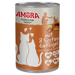 AMORA Fleisch Pur Katzen Nassfutter Pute Stückchen in Sauce für erwachsene Katzen 400 g - 6 x 400 g – Bild 1 von 2