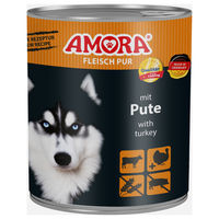 Produktbild von AMORA Hund Nassfutter Fleisch Pur Pute Rind Stückchen in Sauce Adult 6x 800g Monoprotein ohne Zucker und Konservierungsstoffe - 6 x 800 g