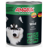 Produktbild von AMORA Hundefutter Fleisch Pur Wild und Rind Stückchen in Sauce Adult 6x 800g - 6 x 800 g