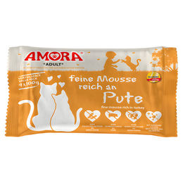 Produktbild von AMORA Katzen Mousse Pute getreidefrei ohne Zucker 10 x 4 x 100 g