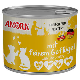 AMORA Katzenfutter Kitten Geflügel und Rind Stückchen in Sauce 6x 200 g - 6 x 200 g – Bild 1 von 2