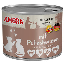 AMORA Kitten Nassfutter Kalb mit Putenherzen Stückchen in Sauce 200 g - 6 x 200 g – Bild 1 von 2