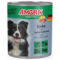 Produktbild von AMORA Sensitive Hundefutter Ente mit Apfel und Birne Stückchen in Sauce 6x800g - 6 x 800 g