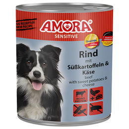 AMORA Sensitive Hundefutter Rind mit Süßkartoffeln und Käse Stückchen in Sauce 6x800g - 6 x 800 g – Bild 1 von 2