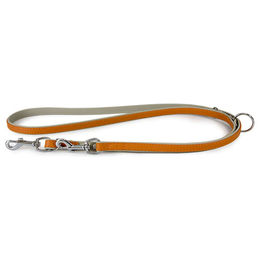 Produktbild von Amsterdam Leder-Hundeführleine Orange/Grau 200 cm 14 mm