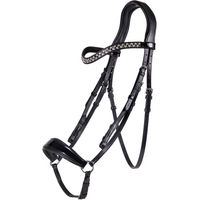 Produktbild von Anatomisch geformte Leder-Reitzäum QHP Phaedra Full in Schwarz Grau Silber