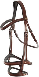 Produktbild von Anatomisch geformte Reittrense BR Equitation mit kombiniertem Nasenriemen aus Leder in Braun für Vollblut