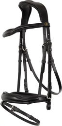 Anatomisch geformter BR Equitation Luton Trensenzaum aus Leder in Schwarz mit Silberbeschlägen – Bild 1 von 3
