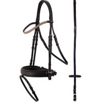 Produktbild von Anatomisch geformter Leder-Trensenzaum Premiere Dijon Schwarz für Warmblut