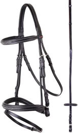 Anatomisch geformter Leder-Trensenzaum Premiere Nancy für Vollblut in Schwarz – Bild 1 von 2