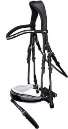 Anatomische Trense Malibu Schockemöhle Sports Leder Schwarz Weiß Silber Warmblut – Bild 1 von 1