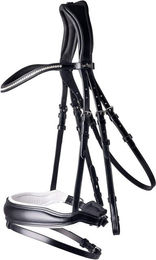 Anatomische Trense Stanford Trensenzaum aus Leder Schwarz/Weiß für Warmblut – Bild 1 von 1