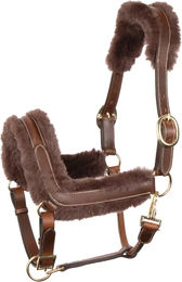 Produktbild von Anatomisches Lederhalfter Harry's Horse Furry Matt für Pferde in Braun