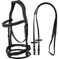 Produktbild von Anatomisches Lederzaumzeug Equestro Full Schwarz für Pferde