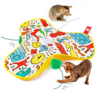 Produktbild von Angel Pfoten-Boutique Interaktives Katzenspielzeug Katzenteppich mit selbst drehendem Wedel in Sonnengelb für alle Altersstufen