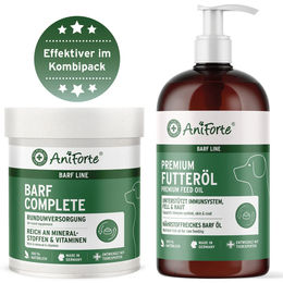 Produktbild von AniForte Barf All In Set Nahrungsergänzung mit Vitaminen und Öl zur Unterstützung der Verdauung
