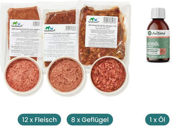 AniForte BARF Mix-Paket für Katzen Probierpaket mit verschiedenen Fleischsorten und Leinöl 5 kg - 21 x 250 g – Bild 1 von 3