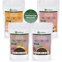 Produktbild von AniForte Halbfeuchtes Trockenfutter Probierpaket für Hunde Adult Huhn Lamm Ente Lachs zur Verdauung und Zahnpflege 4 x 500g