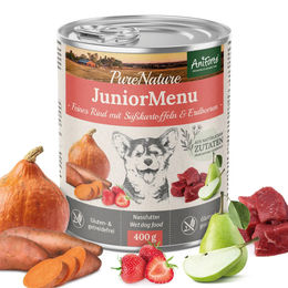 Produktbild von AniForte Junior Nassfutter Feines Rind und Kalb Getreidefrei und Glutenfrei 400 g
