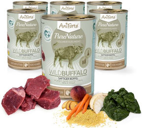 AniForte Nassfutter WildBuffalo Büffel mit Spinat Monoprotein ohne Farb- und Aromastoffe 6x400 g - 6 x 400 g – Bild 1 von 4