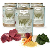 Produktbild von AniForte Nassfutter WildBuffalo Büffel mit Spinat Monoprotein ohne Farb- und Aromastoffe 6x400 g - 6 x 400 g