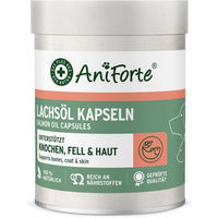 Produktbild von AniForte Omega-3 Lachsöl Kapseln für Hunde und Katzen zur Unterstützung von Haut und Fell, 200 Stück