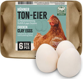 AniForte Ton-Eier aus Keramik für Hühner 6er Pack Weiß – Bild 1 von 5