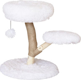 Produktbild von Animal Boulevard Kratzbaum Alaska für Katzen mit Sitzplatz und Korb in Weiß aus Plüsch