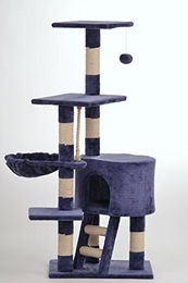 animal-design Kratzbaum Kletterturm für Katzen in Blau und Beige aus Plüsch 120 cm Höhe – Bild 1 von 3