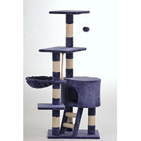 Produktbild von animal-design Kratzbaum Kletterturm für Katzen in Blau und Beige aus Plüsch 120 cm Höhe