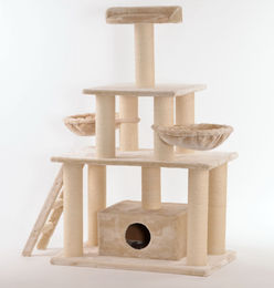 animal-design XXL Katzen-Kratzbaum HULK für große Katzen aus Holz und Plüsch beige – Bild 1 von 1