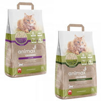 Produktbild von Animax Premium Holzstreu für Katzen Lavendel und Grüner Tee 14L staubfrei und biologisch abbaubar - 2 x 7 l