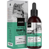 Produktbild von Animigo Bio Hanföl für Hunde und Katzen 60 ml veganes Haut-Fell-Supplement mit Omega 3, 6 und 9 - 60 ml