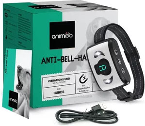 Produktbild von Animigo Erziehungshalsband Anti-Bell Halsband für Hunde ab 3,5kg mit Vibration und USB-Ladefunktion aus schwarzem Nylon