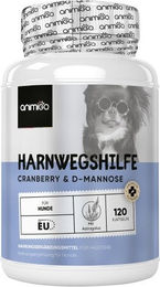 Animigo Harnwegshilfe für Hunde mit Cranberry und D-Mannose - 130 Kapseln für alle Altersstufen zur Unterstützung von Harnwegen und Nieren – Bild 1 von 8