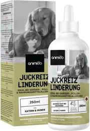 animigo Juckreiz Linderung Tropfen für Hunde und Katzen zur Unterstützung bei Allergien mit Gingko, Brennnessel, Heidelbeeren und Huang Qin 250ml - 250 ml – Bild 1 von 6