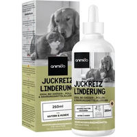 Produktbild von animigo Juckreiz Linderung Tropfen für Hunde und Katzen zur Unterstützung bei Allergien mit Gingko, Brennnessel, Heidelbeeren und Huang Qin 250ml - 250 ml