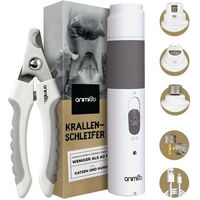 Produktbild von animigo Krallenschleifer mit Krallenschere für Hunde und Katzen mit 2 Geschwindigkeiten und USB Anschluss in Weiß - 1 Stk.