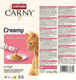 Animonda Carny Creamy Katzensnack Adult mit Lachs und Taurin 6 x 15g - 6 x 15 g – Bild 1 von 6