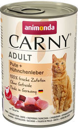 Produktbild von Animonda Carny Hundefutter Adult Pute mit Hühnchenleber 24x400g