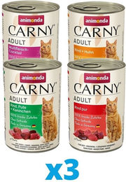 Animonda Carny Katzen Nassfutter Adult Mixpaket mit Rind Huhn Wild Pute Kaninchen getreidefrei 12 x 400 g – Bild 1 von 1
